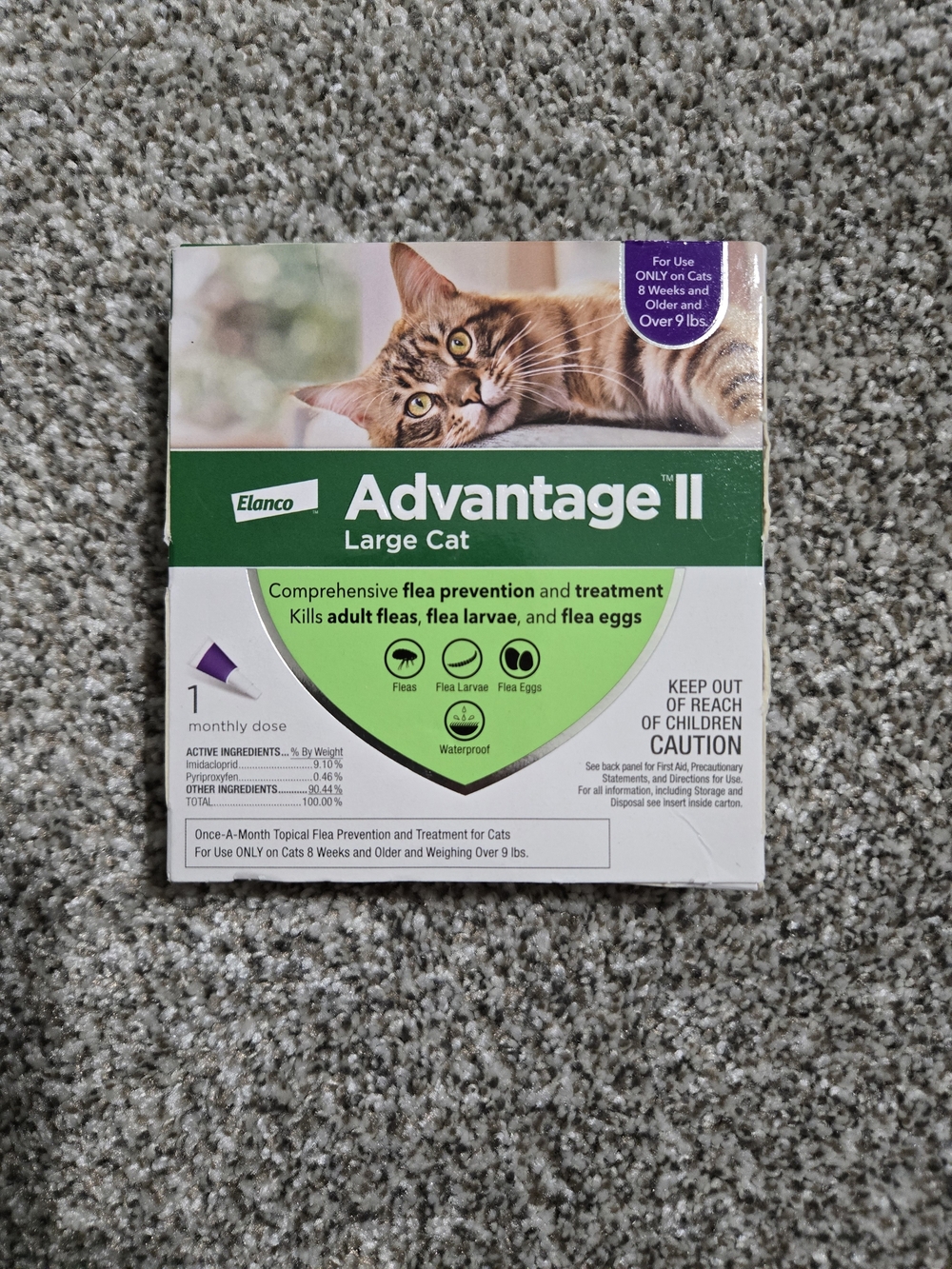 Advantage II Elanco Large Cat Spot-On Flea Treatment, 1 Monthly Dose Over 9 lbs
